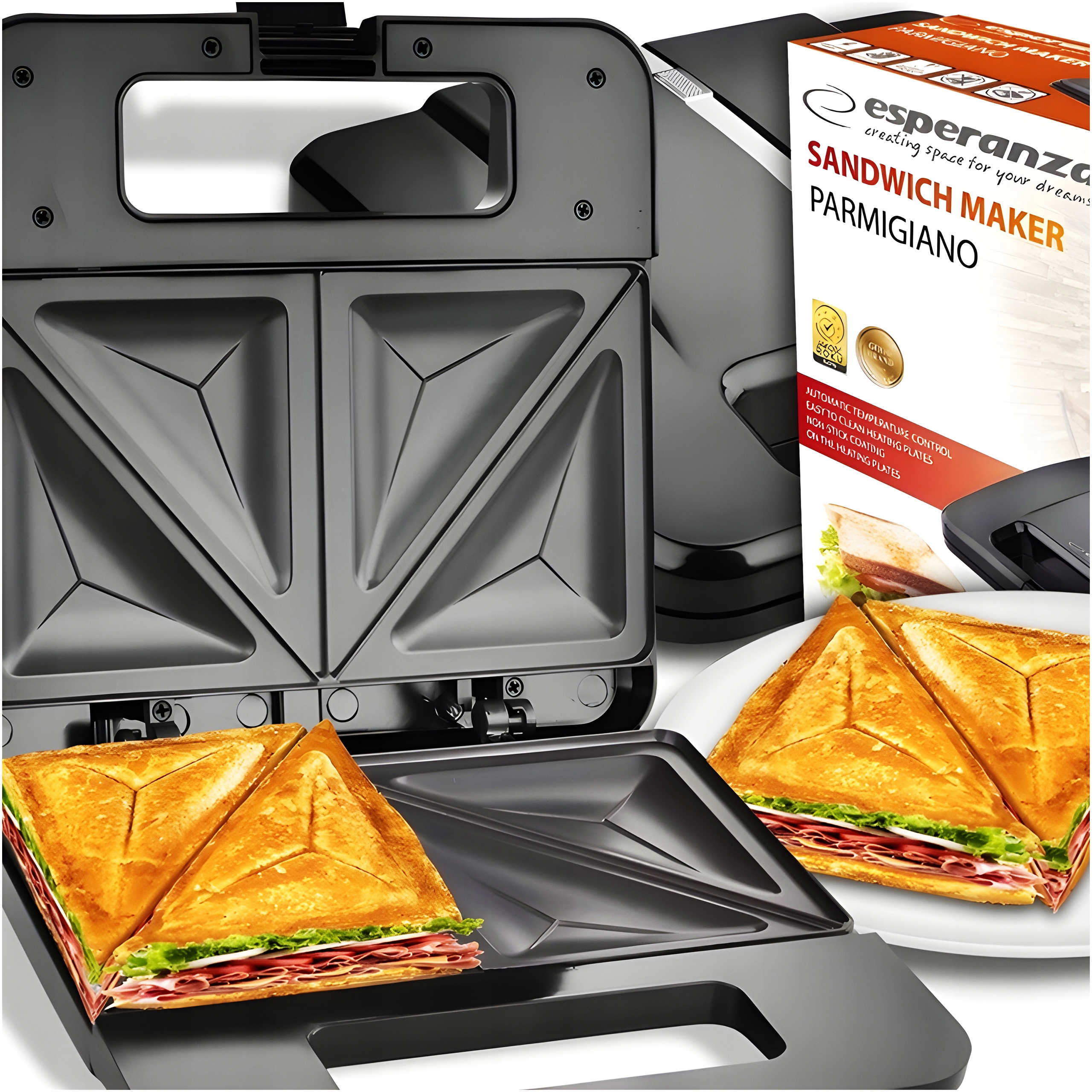 Hriankovač Esperanza TOSTER, SANDWICH čierny 1000 W